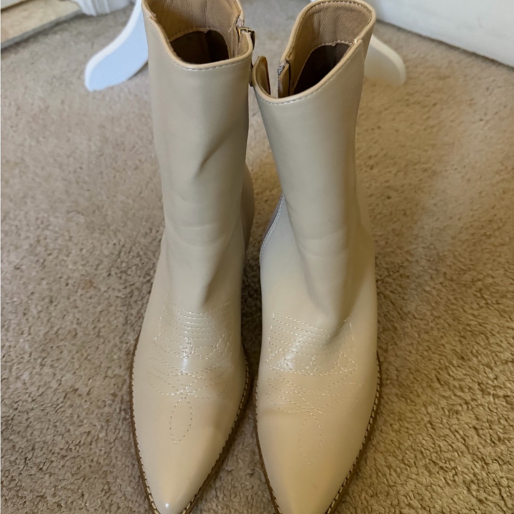 Elegant Cream Ankle Boots